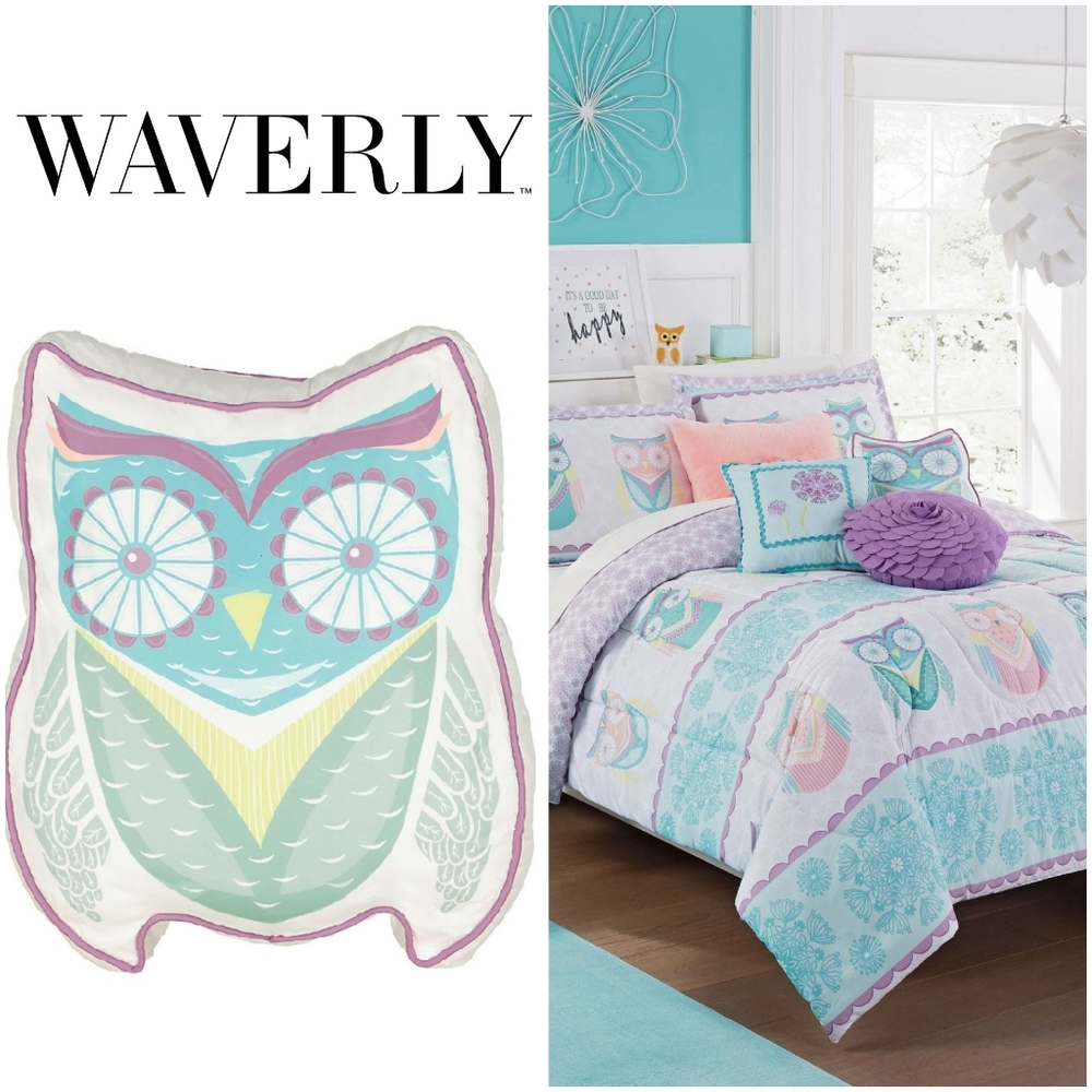 Waverly Kids Hoo Dreams Teal and Purple Owl Decorative Trow Pillow